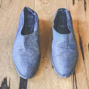 Zero+Maria Cornejo Denim Leather Slides Sz 37
